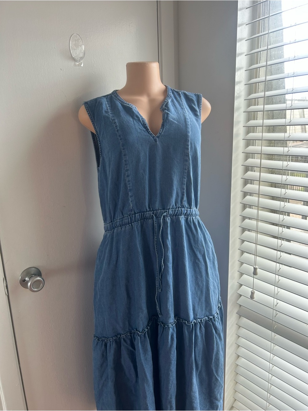 Sleeveless Blue Denim Maxi Dress
